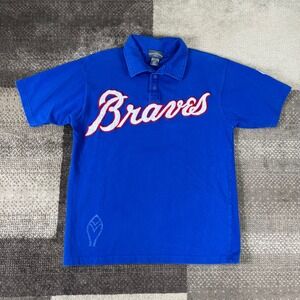 Wright & Ditson Atlanta Braves MLB Polo Shirt Blue Mens Size Large L Cotton